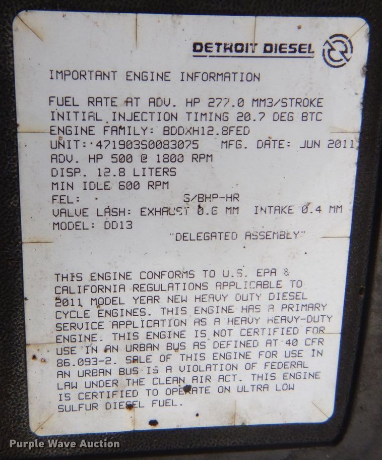 image for item IV9522 2012 Freightliner Cascadia  semi truck