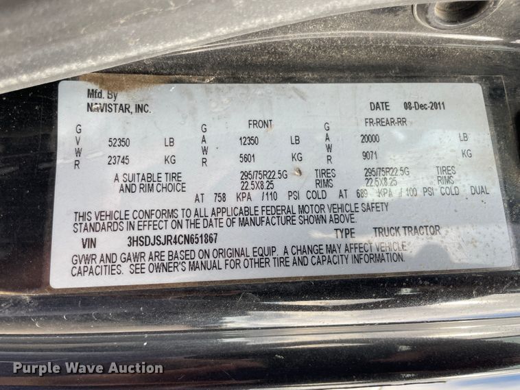 image for item IX9515 2012 International ProStar  semi truck