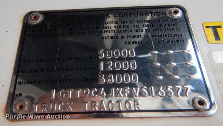 image for item JG9003 1985 GMC Brigadier  toter truck