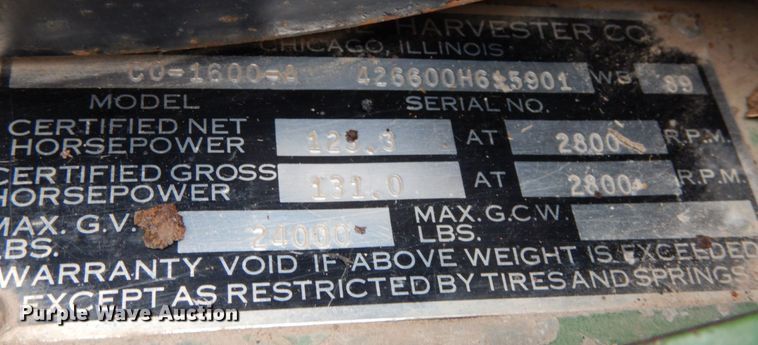 image for item JI9350 1966 International CO-1600-A  truck cab and chassis