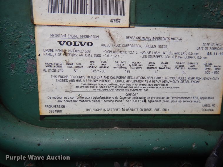 image for item JS9538 1999 Volvo WG  roll-off container truck