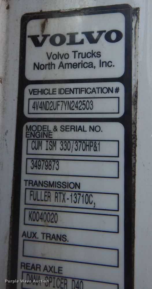 image for item KO9165 2000 Volvo VNL  semi truck