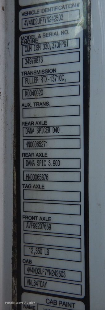 image for item KO9165 2000 Volvo VNL  semi truck