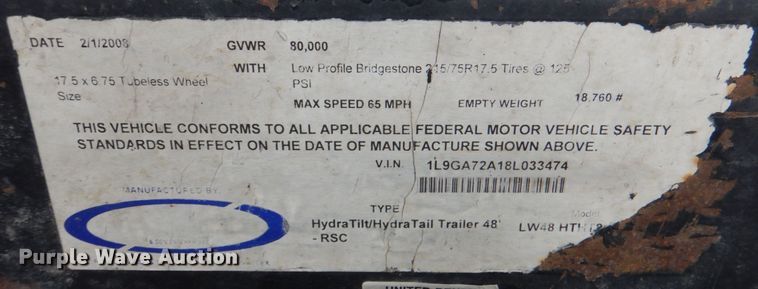 image for item KQ9640 2008 Ledwell  drop deck equipment trailer