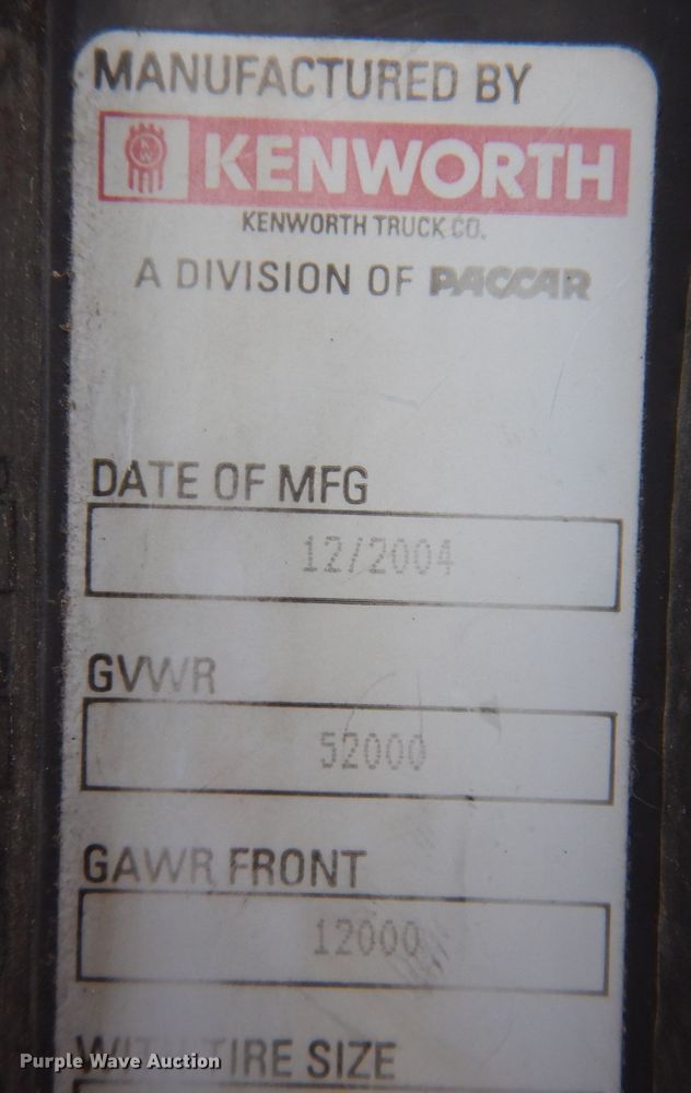 image for item KY9662 2005 Kenworth T800  box truck