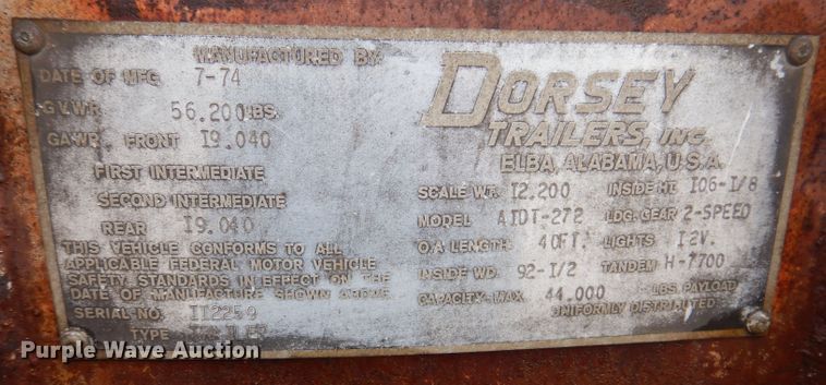 image for item KY9671 1974 Dorsey AIDT-272  dry van trailer