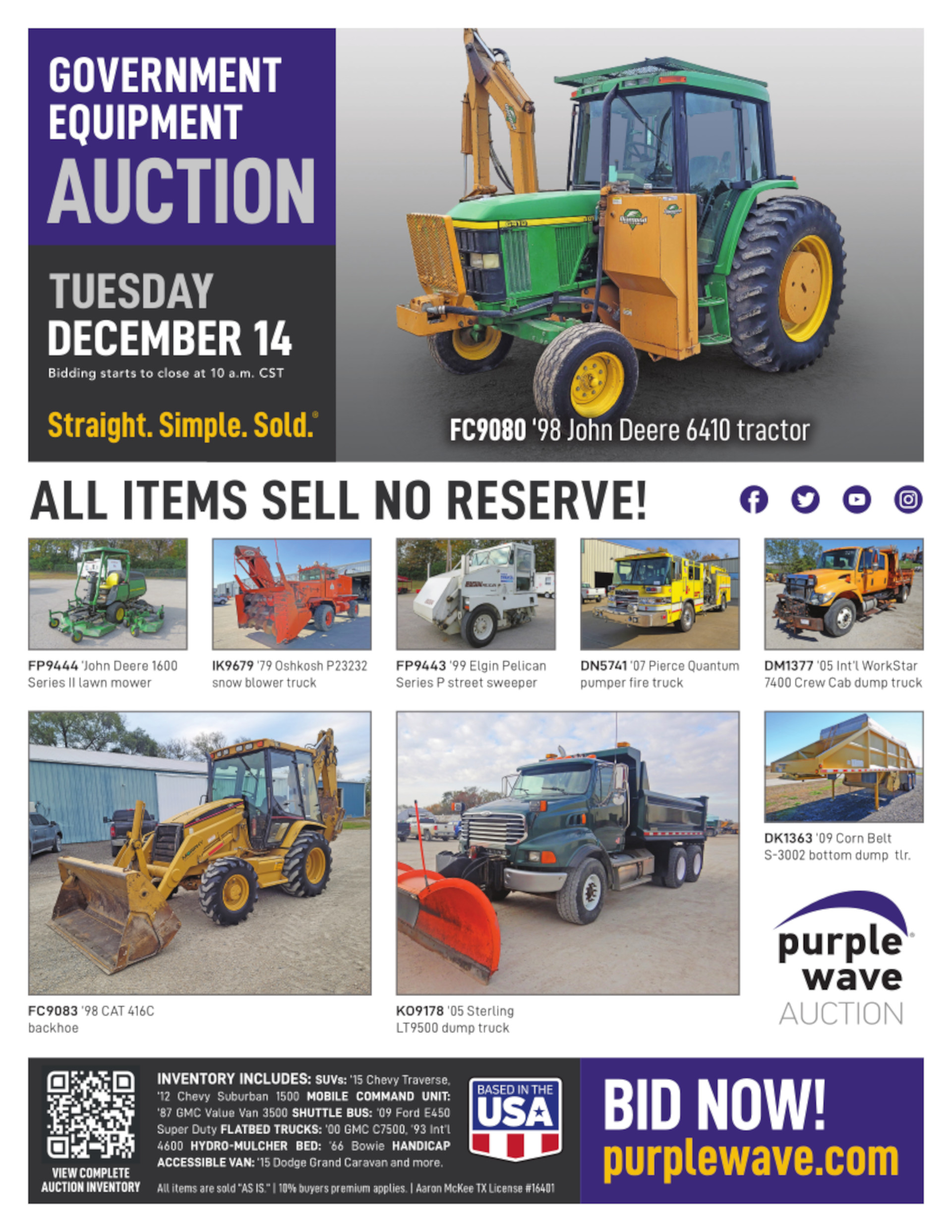 SOLD! Government Auction Items Sold 12142021 Purple Wave