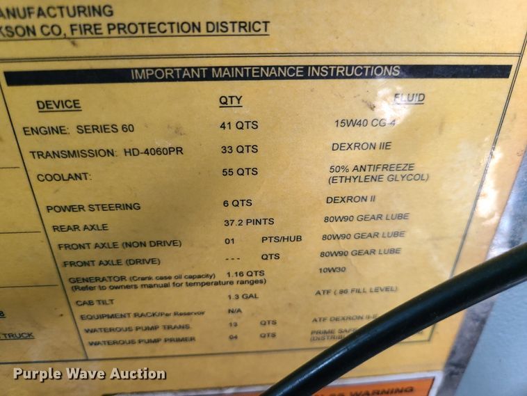 image for item DJ1517 1999 Pierce  fire truck