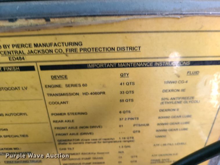 image for item DJ1517 1999 Pierce  fire truck