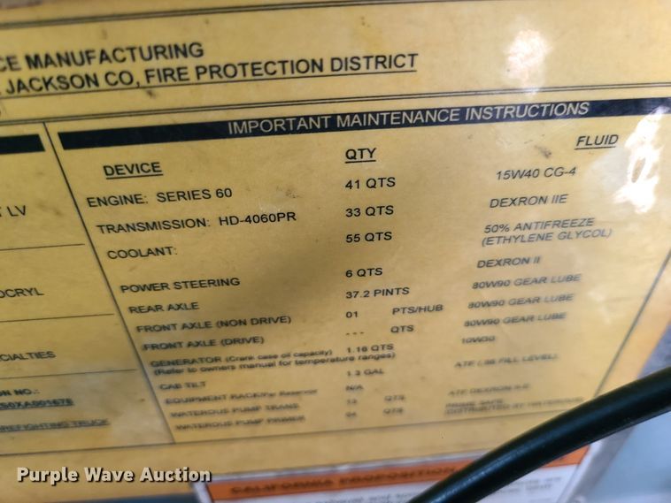 image for item DJ1517 1999 Pierce  fire truck