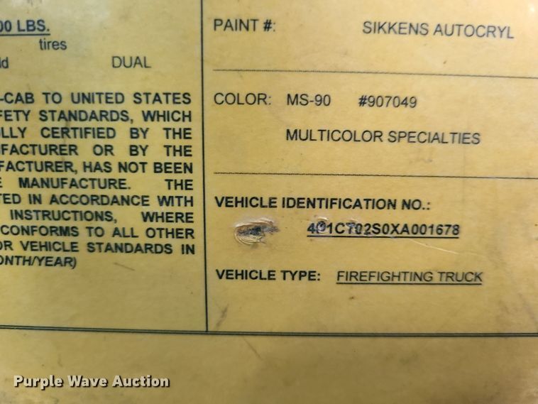 image for item DJ1517 1999 Pierce  fire truck