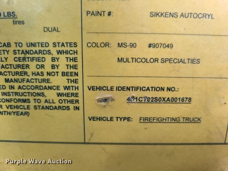 image for item DJ1517 1999 Pierce  fire truck