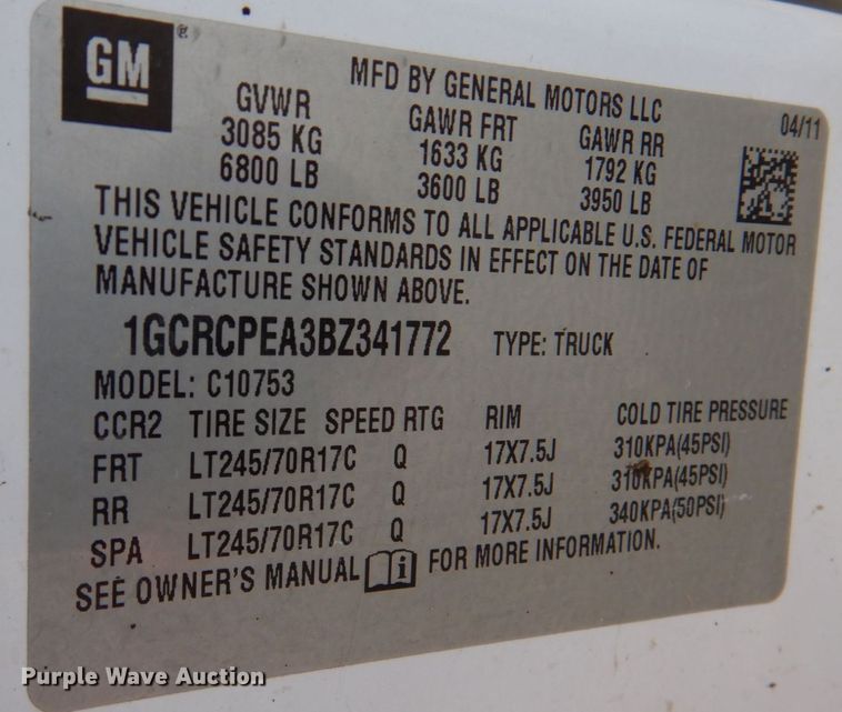 image for item DK1404 2011 Chevrolet Silverado 1500  Ext. Cab pickup truck