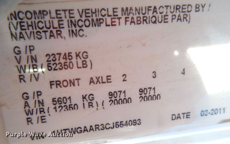 image for item DK3148 2012 International WorkStar 7400  dump truck