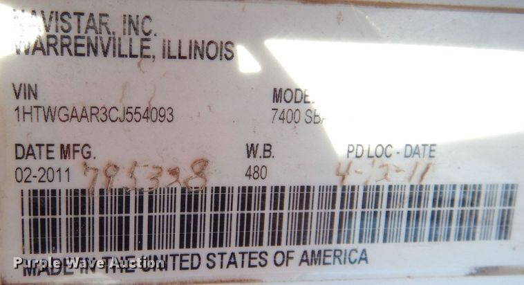 image for item DK3148 2012 International WorkStar 7400  dump truck