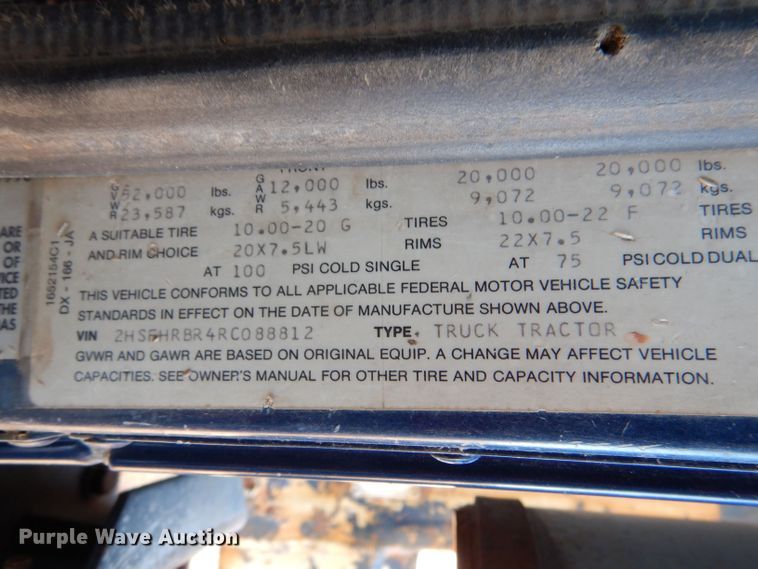 image for item DL3498 1994 International 9400  dump truck