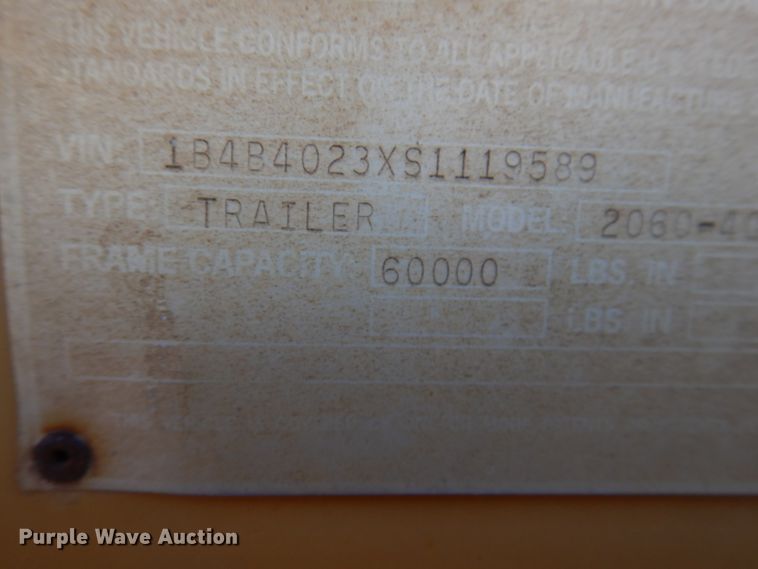 image for item DN5362 1995 Load King 2060-40-2  bottom dump trailer