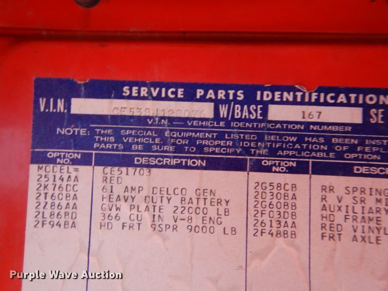 image for item DN5366 1968 Chevrolet C50  fire truck