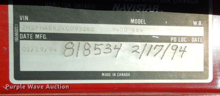 image for item DN5374 1994 International 9400  semi truck