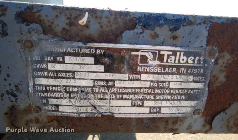 image for item DN5375 2007 Talbert T3-DW35-SPG-T1  lowboy equipment trailer