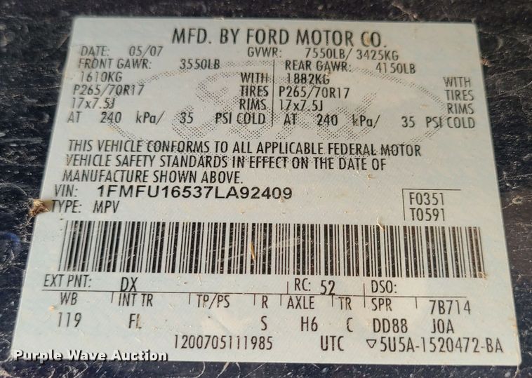 image for item DN5738 2007 Ford Expedition  SUV