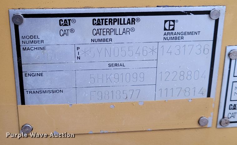image for item FC9083 1998 Caterpillar 416C  backhoe