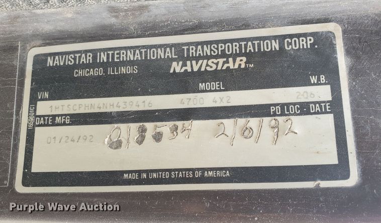 image for item GK9984 1992 International 4700  dump truck