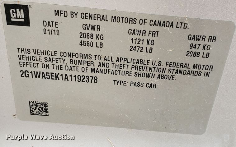 image for item GK9987 2010 Chevrolet Impala