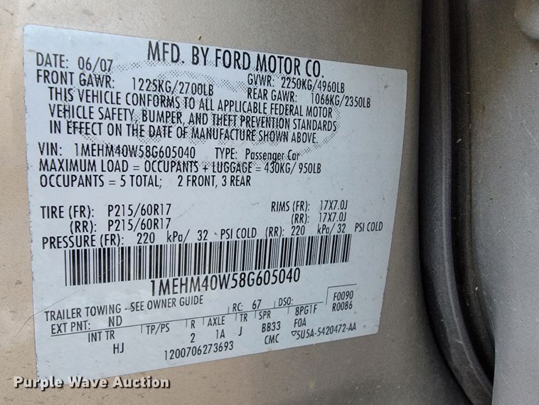 image for item ID9225 2008 Mercury Sable