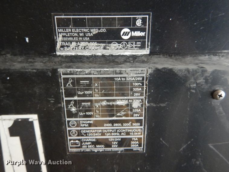 image for item IV9587 Miller Trailblazer 325  welder