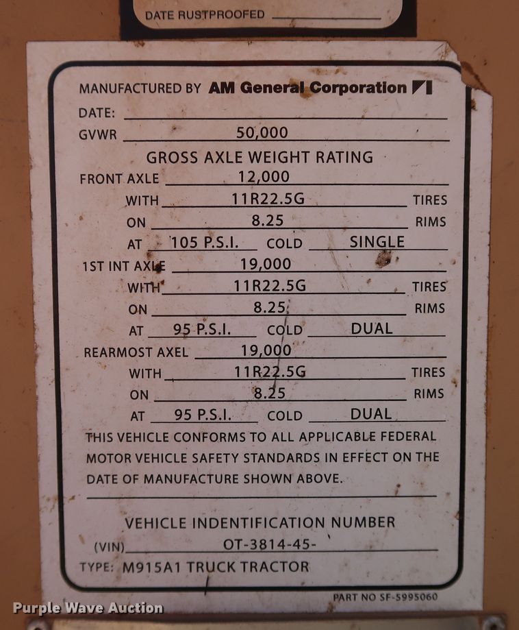 image for item JP9318 1983 Am General M915A1  dump truck