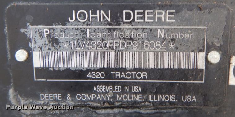 image for item KK9691 2013 John Deere 4320  MFWD tractor