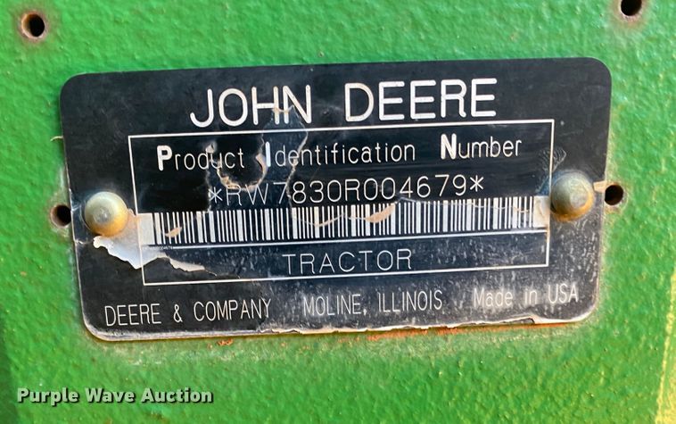 image for item DN0013 2007 John Deere 7830  MFWD tractor