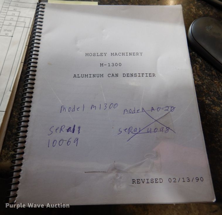 image for item DH8008 Mosley M1300  aluminum can baler compactor