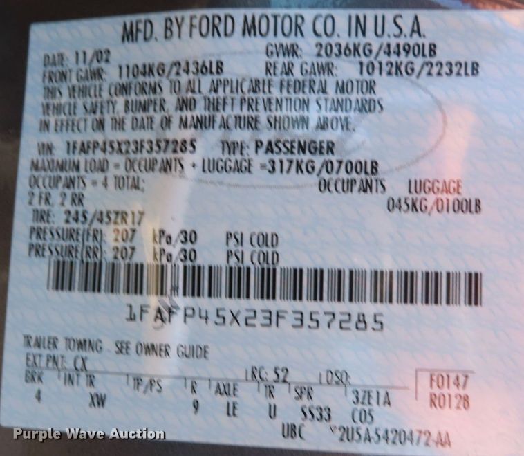 image for item DJ7433 2003 Ford Mustang GT  convertible