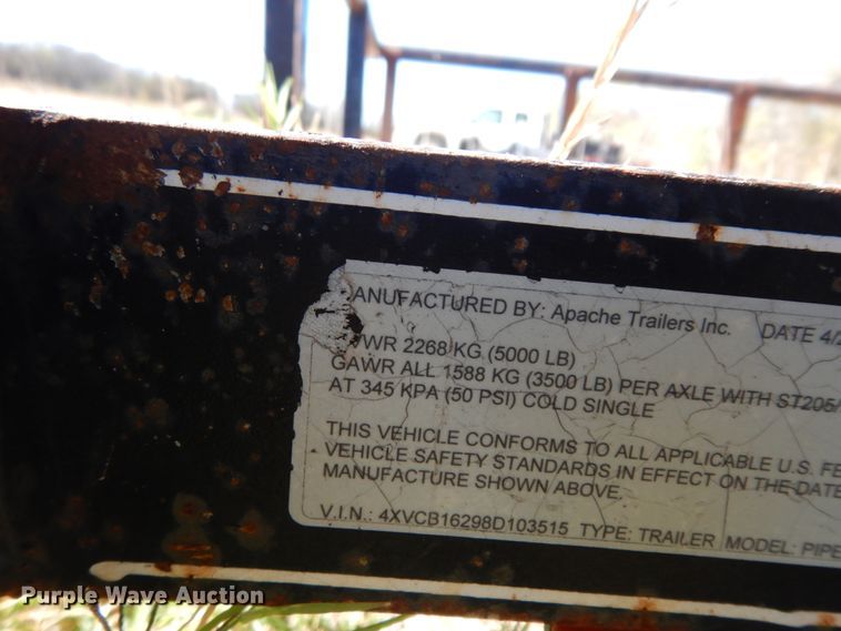 image for item DJ8122 2008 Apache  utility trailer