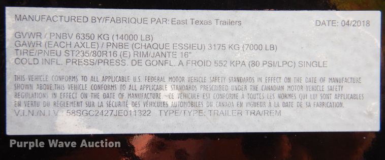 image for item DK1271 2018 East Texas  equipment trailer with wood chipper