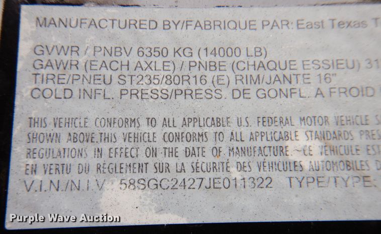 image for item DK1271 2018 East Texas  equipment trailer with wood chipper