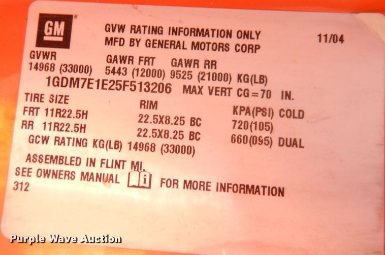 image for item DK3057 2005 GMC C7500  Crew Cab flatbed truck