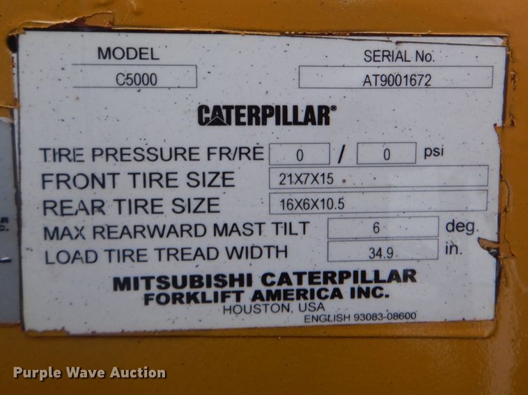 image for item DN6540 Caterpillar C5000  forklift