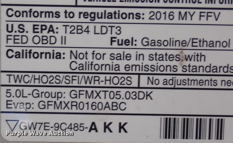 image for item EX9664 2016 Ford F150  SuperCrew pickup truck