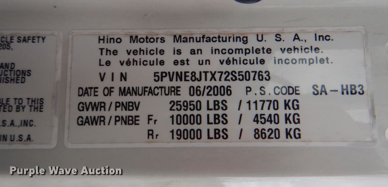 image for item HT9488 2007 Hino 268  box truck