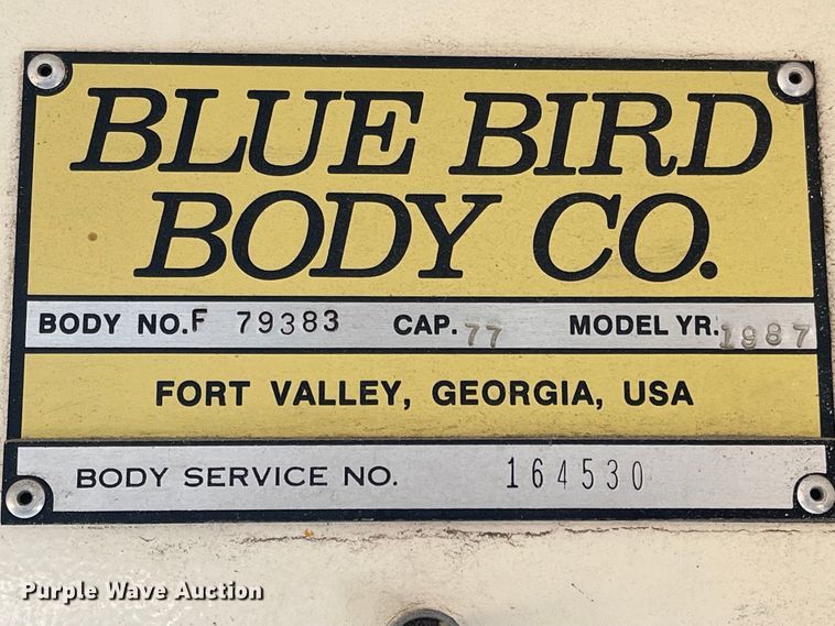 image for item IK9682 1987 Blue Bird  school bus