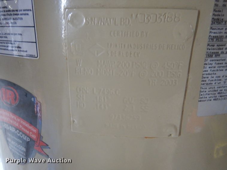 image for item IV9811 Ingersoll Rand 2475  air compressor