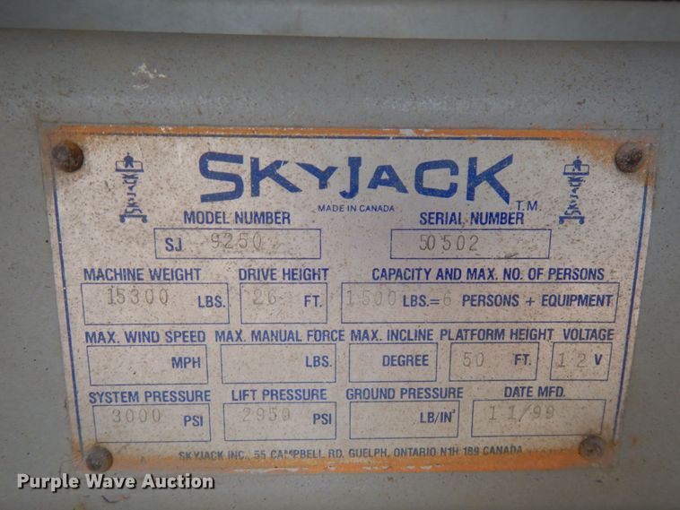 image for item KK9708 Skyjack SJ9250  scissor lift
