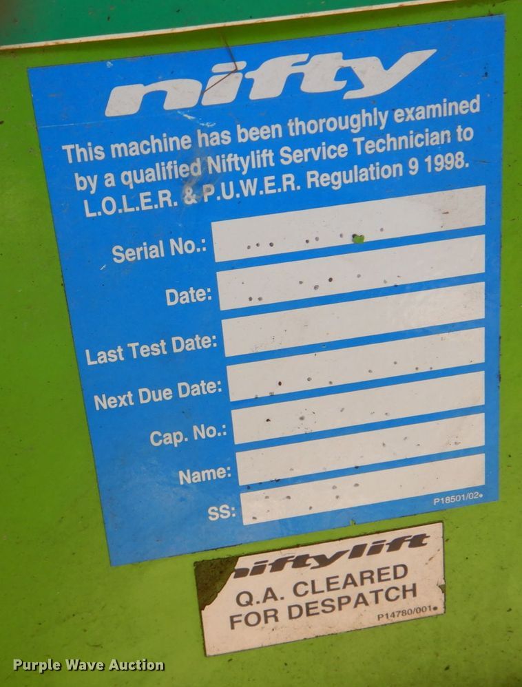 image for item DH8005 2011 Niftylift SP64D  boom lift