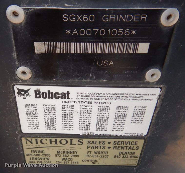 image for item DH8006 Bobcat SGX60  skid steer stump grinder