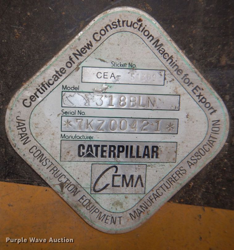 image for item DH8009 2000 Caterpillar 318BLN  excavator