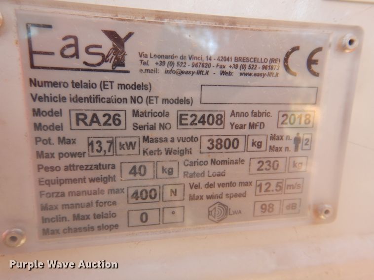 image for item DH8028 2018 Easy Lift RA26  boom lift