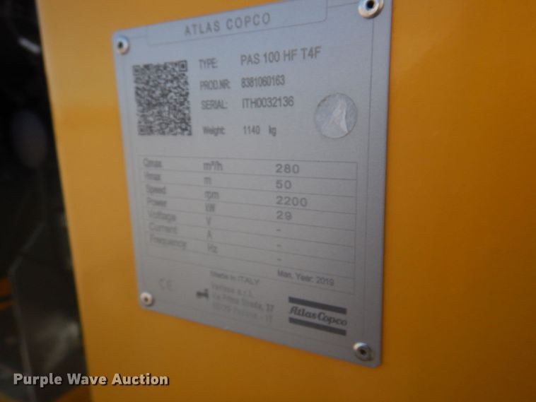 image for item DH8030 2019 Atlas Copco PAS100HF  water pump